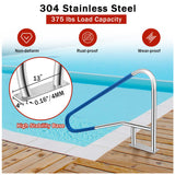 GarveeLife Pool Handrail, 55"x32" Pool Railings for Inground Pools, Swimming Pool Safety Handrails 375lbs Load Capacity, 304 Stainless Steel Pool Stair Rail with Grip Cover, Quick Mount Base Plate
