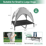 Elevated Outdoor Dog Bed with Canopy, Raised Dog Cot with Shade, Waterproof Dog Tent for Medium Large Dogs Portable Cooling Pet Bed with Breathable Mesh for Camping Beach, XL