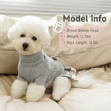 YUDODO Dog Sweater Dress for Dogs Girl with Bowtie Turtleneck Knitted Pet Dress Dog Winter Clothes Warm Sweaters for Puppy Yorkies Chihuahua Grey L