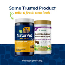 Load image into Gallery viewer, NaturVet Mushroom Max Advanced Immune Support Dog Supplement – Helps Strengthen Immunity, Overall Health for Dogs – Includes Shitake Mushrooms, Reishi, Turkey Tail – 120 Ct.
