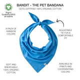 Pet Passion Bandit - The PET Bandana, 8 Pack 100% Organic Cotton Pet Bandanas Clothes for Small, Medium, Large Dogs, Rainbow Blue, Medium/X-Large