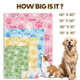 Custom Dog Blankets with Pet Name Personalized Yellow Paw Dog Blanket, Customized Dog Blanket for Medium Puppy Small Large Dogs, Washable All-Season Air-conditioned Rooms Blankets Dog Gifts 60" x 80"