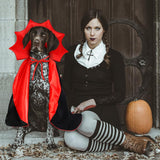 Halloween Large Dog Vampire Cloak Devil Cape Cosplay Apparel Party Costume - Red & Black Classic Pet Cape - Adjustable Neck & Chest Sizes - Medium & Large Dogs