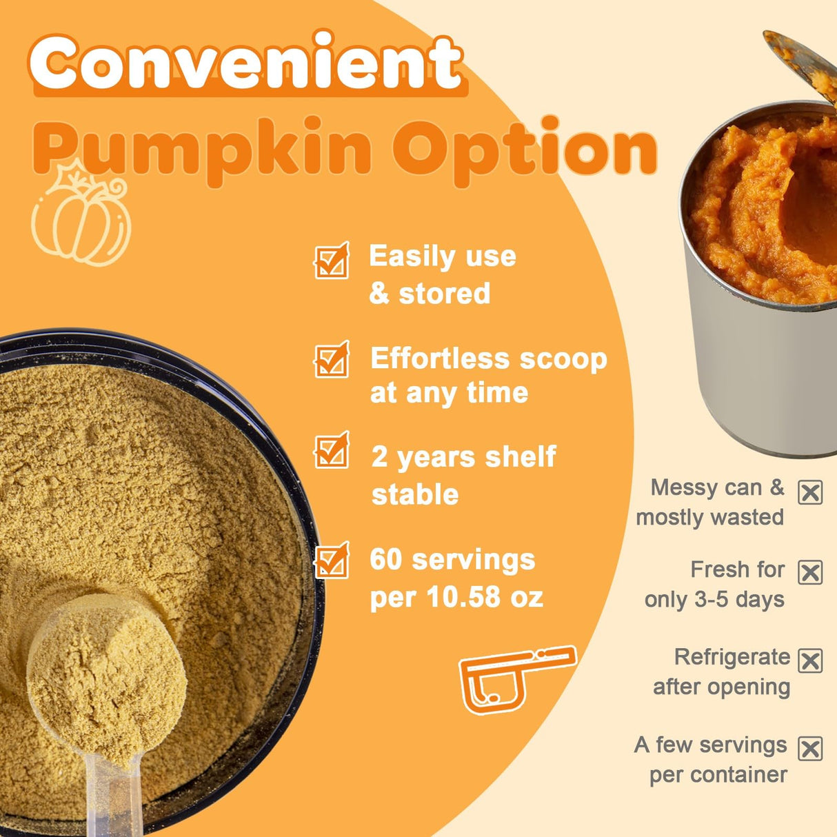 ZEBORA Pumpkin for Dogs - Natural Fiber for Dogs and Cats, Apple, Dog Probiotics for Digestive Health, Support Firm Stool, Diarrhea, Constipation, Add Water to Make Pumpkin Puree for Dogs, 10.58 oz