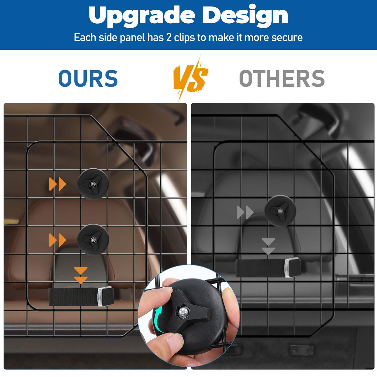 OUSHENG Car Dog Barrier for SUV, Adjustable Pet Divider Gate for Trunk Cargo Area, Universal-Fit Back Seat Heavy-Duty Wire Mesh Dogs Separator Guard Net, Vehicles Safety Travel Accessories