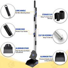 Load image into Gallery viewer, Dog Pooper Scooper,Tray and Spade Set Poop Scooper for Dogs, Adjustable Long Handle Metal Pooper Scooper with Bin for Pet Waste Removal, No Bending Clean Up for Medium and Large Dogs
