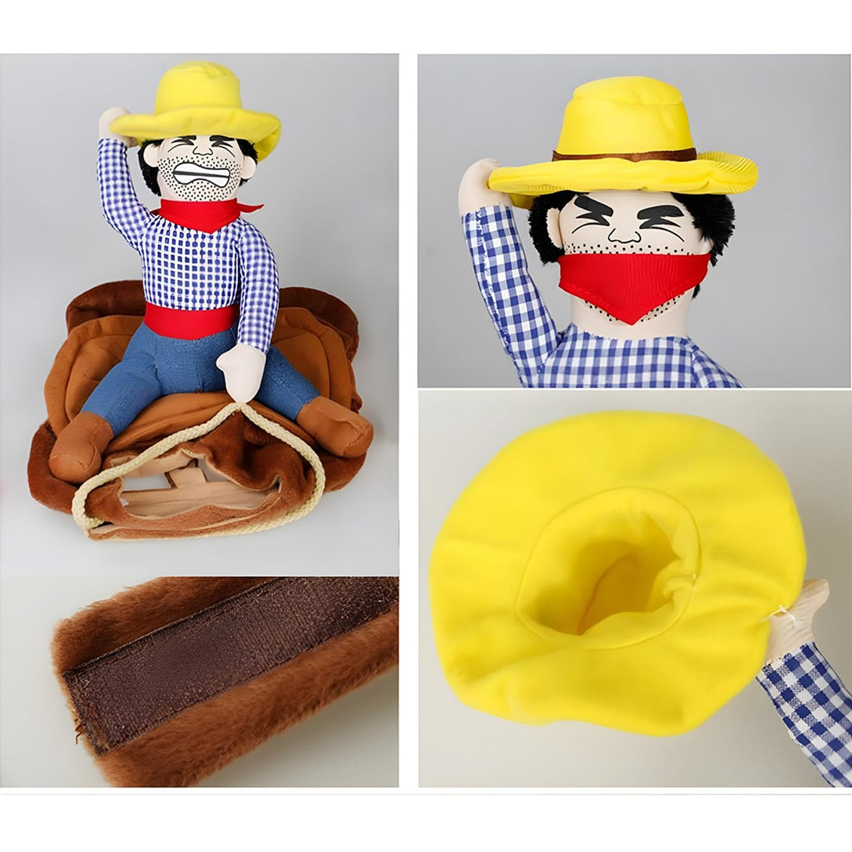 NACOCO Cowboy Rider Dog Costume for Dogs Clothes Knight Style with Doll and Hat for Halloween Day Pet Costume (L)