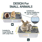 MEEXPAWS Rabbit Litter Box Stainless Steel, Large Bunny Litter Box with Raised Grid and Washable Pee Pad, Metal Litter Pan High Side for Rabbit,Small Animal Toilet Potty Tray Easy Cleaning,Less Stink