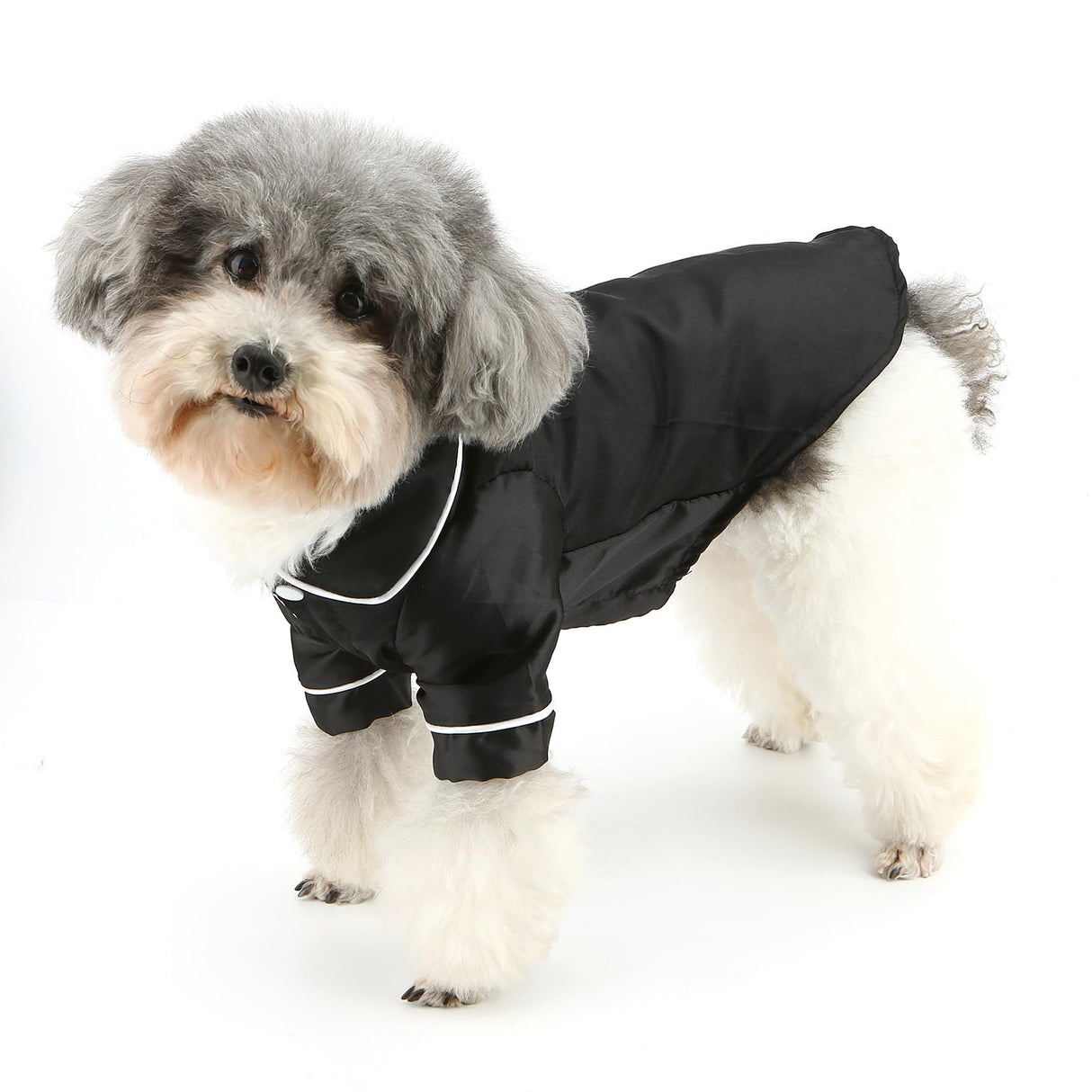 Zunea Faux Silk Dog Pajamas Shirts for Medium Size Dogs Soft Lapel Sleepwear Two-Legged Indoor Pjs Clothes T Shirt Pet Holiday Party Outfits Apparel Black 4XL