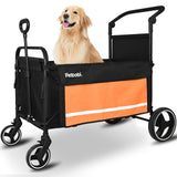 Petbobi Dog Wagon Stroller for Large & Medium Dogs - 2-in-1 Push-Pull Pet Stroller with Ramp, Foldable All Terrain Wagon Cart, One-Step Brake, Suitable for Outdoor Walks & Camping, Orange
