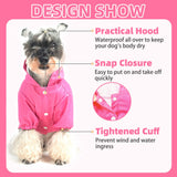 PUPTECK Dog Raincoat with Hood & Harness Built-in, Waterproof Dog Rain Jacket Slicker Poncho Reflective Vest Clothes for Rainy Snowy Winter Cold Days, Fuschia M