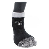 Woodrow Wear, Power Paws Reinforced Foot Dog Socks, Black Grey, XXL, Fits 130-180 pounds