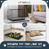 BOWHAUS Machine-Washable Dog Bed Pad & Tray for 36-Inch Kennel, Non-Slip Flat Cozy Sleeping Mat & Easy-Clean Plastic Replacement Crate Pan, Comfortable & Durable for Dogs, Rabbits, Cats, Various Pets