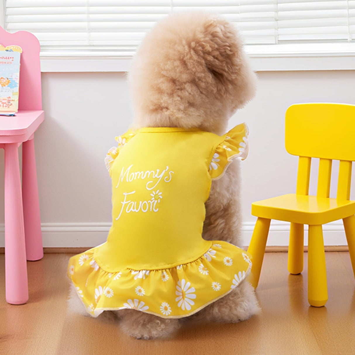 XPUDAC 4 Pieces Dog Dress Girl Dog Clothes for Dogs Girl Flower Dresses for Small Dogs Apparel Colorful Small Doggie Clothes Female (Large, 4 Flower)