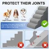 Dog Stairs for Bed 28.7”H, 5-Step Dog Ramp, Non-Slip Sturdy Pet Steps for Small Dogs & Cats to get on High Bed or Couches, Grey