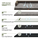 Casa Paw Orthopedic Dog Beds for Large Sized Dogs, Waterproof Egg Crate Foam Large Dog Couch Beds with Comfy Bolster 36x27Inch, Washable Pet Beds with Removable Cover and Nonskid Bottom, Dark Green