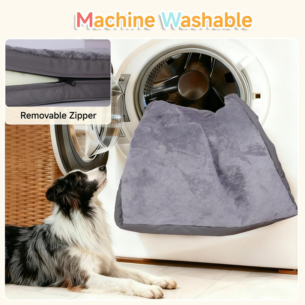 WAYIMPRESS XXL Dog Bed for Large Dogs, Waterproof XXL Dog Crate Pad with Orthopedic Egg Crate Foam Reversible & Washable Cover, Egg Crate Foam, Anti-Slip, 47" x 29", Gray
