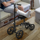 monicare Knee Walker for Adults 10" Front Wheels Steerable Medical Scooter Crutch Alternative with Dual Braking System and Removable Storage Pouch for Leg and Foot Injuries, Easy Assembly, 350lbs Load