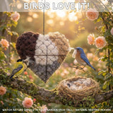 Handmade Alpaca Fiber Bird Nesting Heart - Refillable Natural Nesting Material for Wild Birds, Hummingbirds, Chickadees - Cozy Garden Decor Gift for Bird Lovers