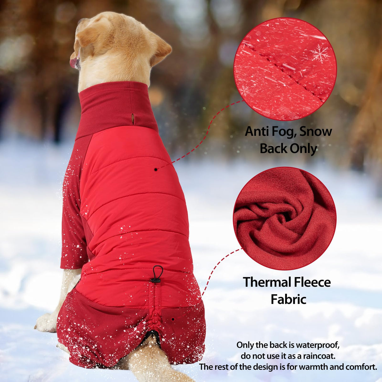 Dotoner Dog Sweater Warm Fleece Pullover Winter Sweatshirt with Turtleneck Leash Opening Waterproof Back Four Leg Cozy Clothes for Medium Large and Small Dogs