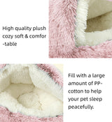 NTUQCAW Dog Cave Bed for Small Dogs Cats Pets, Anti Anxiety Calming Plush Dog Beds, Fluffy Covered Hooded Cozy Burrow Puppy Beds, Anti-Slip Bottom Washable Pet Sleeping Bag (20" D, Pink)