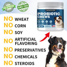 Load image into Gallery viewer, WONTECHMI Probiotics for Dogs, Improve Itchy Skin Itchy Ears, Gut Health, Yeast Balance, Allergies, Immunity, Dog Probiotics and Digestive Enzymes with Prebiotics, Reduce Diarrhea (Chicken, 120 chews)
