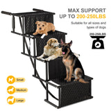 Dog Stairs for Car, Foldable Ramps for Dogs with Non-Slip Surface for Large Dogs Portable Dog Steps for Cars and SUV, Truck to 200 lbs, 4 Steps