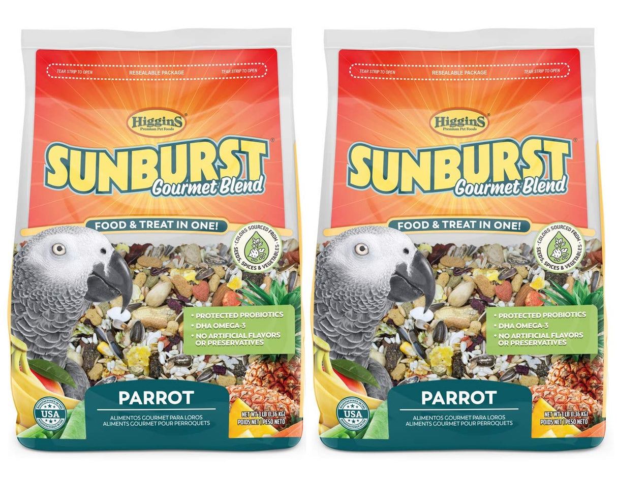 Higgins Sunburst Gourmet Blend Parrot Food 3 lbs – Pack of 2