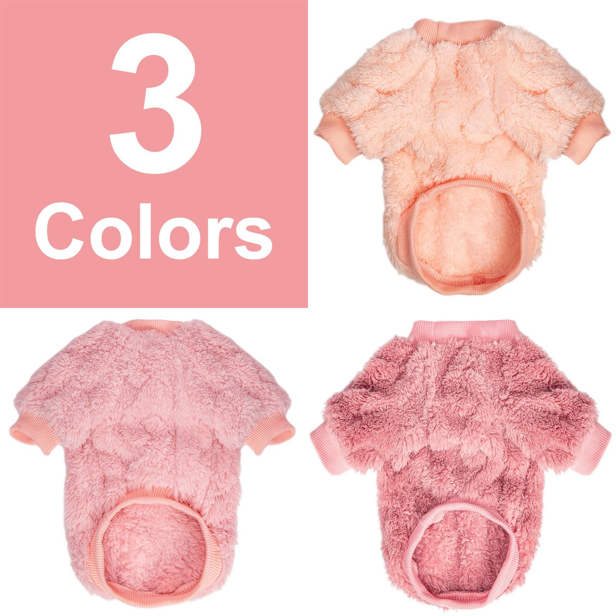JAMPAYANG Dog Sweater, 3 Pack Dog Sweaters for Small Dogs or Cats, Girl or Boy, Warm Dog Clothes Shirt Coat for Winter Christmas (Peach, Dark Pink, Light Purple, XX-Large)
