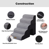 ZOMISIA Dog Ramp for Large Dogs - 24" H 5 Steps Pet Stairs for High Bed with Tunnel 2 in 1 with Zippers Suitable, Indoor Cat Ladders with Non-Slip Bottom, Black