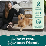 Furhaven Orthopedic Dog Bed for Large Dogs w/ Removable Bolsters & Washable Cover, For Dogs Up to 95 lbs - Plush & Almond Print L Shaped Chaise - Blue Almonds, Jumbo/XL