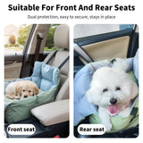 Dog Car Seat for Small Dogs: Doggy Seats Bed for Car Waterproof with Safety Leash - Pet Carseat Doggie Carriers with Storage Pockets, Hair Proof, Light Green