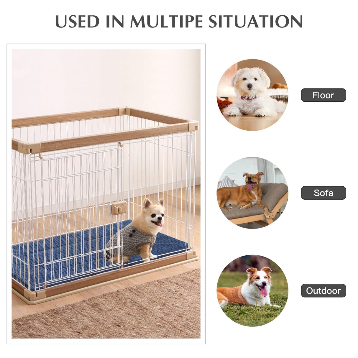 BVAGSS Reversible Dog Crate Pad, Memory Foam Pet Bed Mat, Soft Warm Machine Washable Sleeping Kennel Mattress for Small Medium Dogs XH079 (24''x18''x1.6'',Navy)