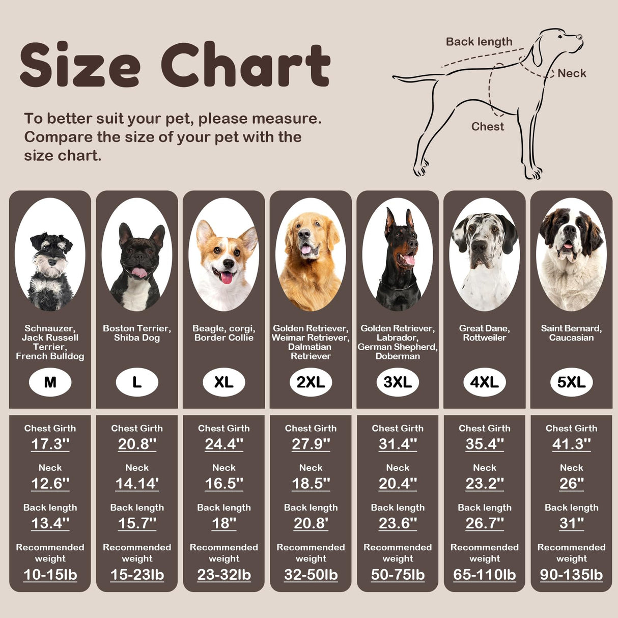 OUOBOB Large Dog Sweater - Turtleneck Thick Warm Doggie Christmas Sweater for Girl Boy Dogs (Brown L)
