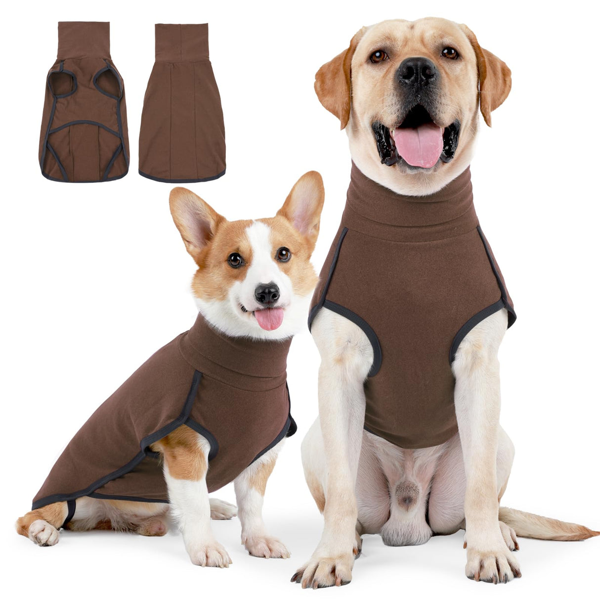 JOHNBOLIN Dog Winter Sweater Vest - Windproof Warm Pullover with High Collar & Leash Hole, Soft Onesie Pajamas for Cold Weather - Pet Apparel for Small/Medium/Large Dogs Indoor/Outdoor Hiking Sleep