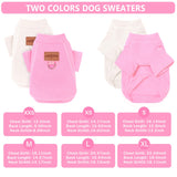 2 Pieces Dog Sweater Fleece Dog Winter Clothes for Small Dogs Boy Girl Turtleneck Puppy Sweatshirt Pet Clothing Pullover Sweaters Cat Apparel (Beige+Light Pink, Large)