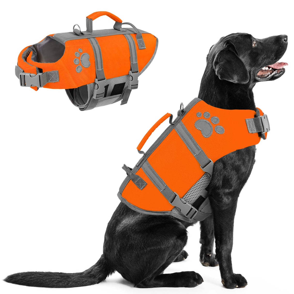 Queenmore Large Dog Life Vest for Swimming, XL Dog Life Jacket, Large Breeds Life Vest for Swimming, Lightweight Pet Lifesaver for Boating with Rescue Handle, Pet Floating Vest for Water Pool