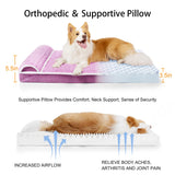 Jolifield Orthopedic Dog Bed Large Sized Dog with Pillow 36''X24'', Waterproof Soft Comfortable Egg Crate Foam Pet Crate Beds Mat with Removable Washable Cover and Non-Slip Bottom, Lilac