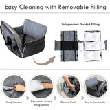 LELEFIDO Dog Car Seat for Small/Medium Dogs Under 40 lbs - Elevated Pet Seat with Safety Belt, Non-Slip Base, and Storage Pockets for Car Travel (Gray, 30 x 20.5 inch)