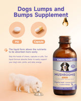 Mushroom for Dogs - with Turkey Tail Mushroom for Dogs, Lion’s Mane, Shiitake, Supports Joint & Gut Health, Enhances Energy, Lumps & Bumps Supplement,Organic Mushrooms Supplement for Dog, 60ml Drop