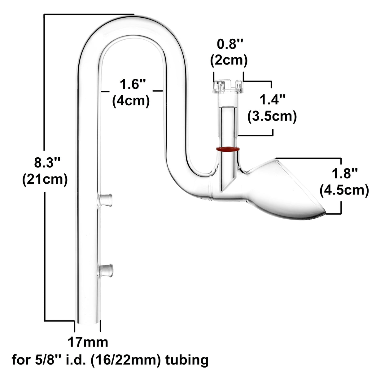 JARDLI Glass Lily Pipe Set Outflow with Surface Skimmer & Multi-Level Water Intake (17mm for 16/22mm (5/8'' i.d.) tubing)