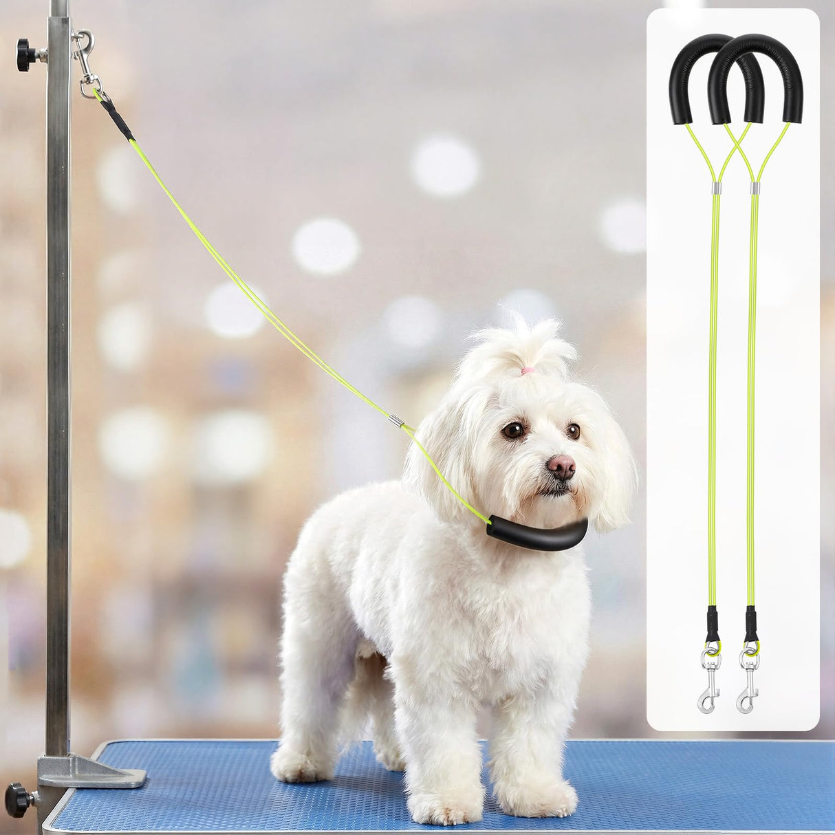 Oqqlin 8 Pcs Pet Grooming Loops, 24.5 Inch Adjustable Dog Restraint Noose Loop 4 Colors Sturdy Dog Cat Bathing Safety Tether for Pet Grooming Table, Bathtub for Pets, Cat, Dogs Bathing