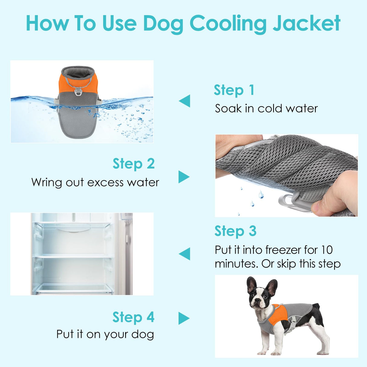AOFITEE Dog Cooling Vest, Lightweight Cooling Jacket for Dogs, Breathable Dog Cooler Shirt with Harness D-Ring, Pet Sun Shirt UV Protection Ice Vest for Small Medium and Large Dogs, Orange XXL