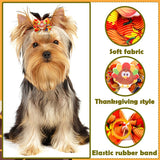 JpGdn 50pcs/25pairs Fall Thanksgiving Dog Hair Bows with Rubber Band Bulk Autumn Fall Topknot Bowknot for Puppy Doggy Cat Yorkies Small Medium Boy Girl Animals Grooming Accessories