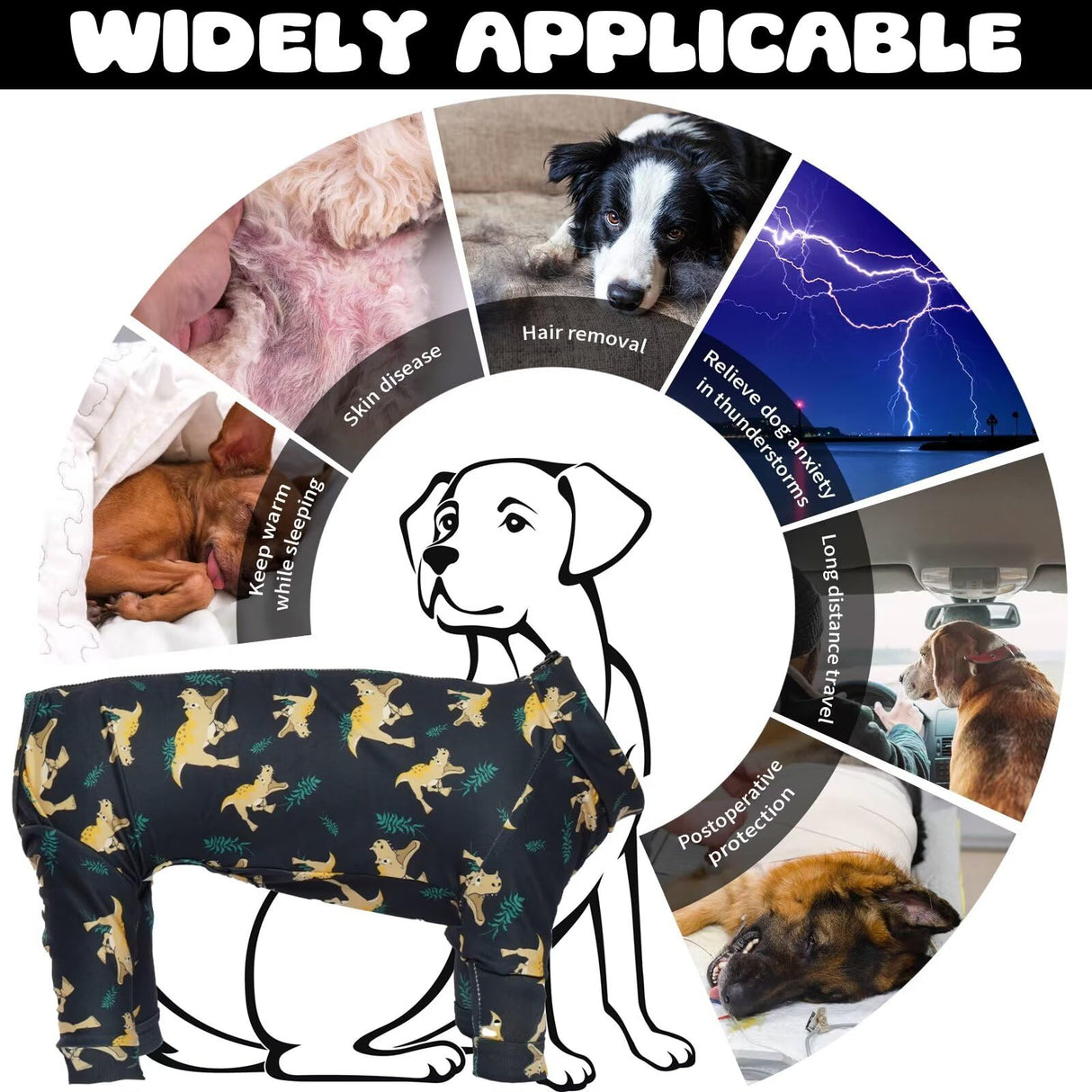 IDOMIK Pajamas, Soft PJs With Zipper, Breathable Shirts for Boys Girls, Apparel Onesie, Recovery Suit for Small Medium Large Dogs, Anxiety Relief Onesies, Darkgray, 2XL