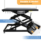 UDSONFY Electric Pet Dog Grooming Table, 50" Heavy Duty Grooming Table Professional Double X-Lift for Large Dogs Adjustable Height: 12"-45.8" Non-slip, AC Outlets, Storage Tray, 2 Nooses, Black