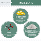 Chew + Heal Labs Glucosamine for Dogs Hip and Joint Supplement - 60 Senior Dogs Mobility Soft Chews - Made with Glucosamine, MSM, Chondroitin, Green Lipped Mussels and More - Made in The USA