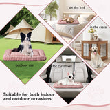 Yaning Dog Bed Mat Crate Pad for Large Dogs, Washable Soft Pet Sleeping Mat Kennel Pad with 3D Bubble Pattern, Dusty Pink, 42"x 28"
