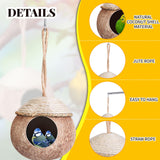 Suzile 3 Pcs Natural Coconut Bird Nest for Cage Hanging Birds House Parakeet Hide Breeding Hut Bird Cage Habitats Decor for Parrot, Cockatiel, Lovebird, Finch, Squirrel, Hamster