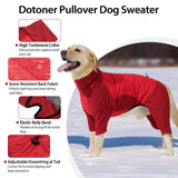 Dotoner Dog Sweater Warm Fleece Pullover Winter Sweatshirt with Turtleneck Leash Opening Waterproof Back Four Leg Cozy Clothes for Medium Large and Small Dogs